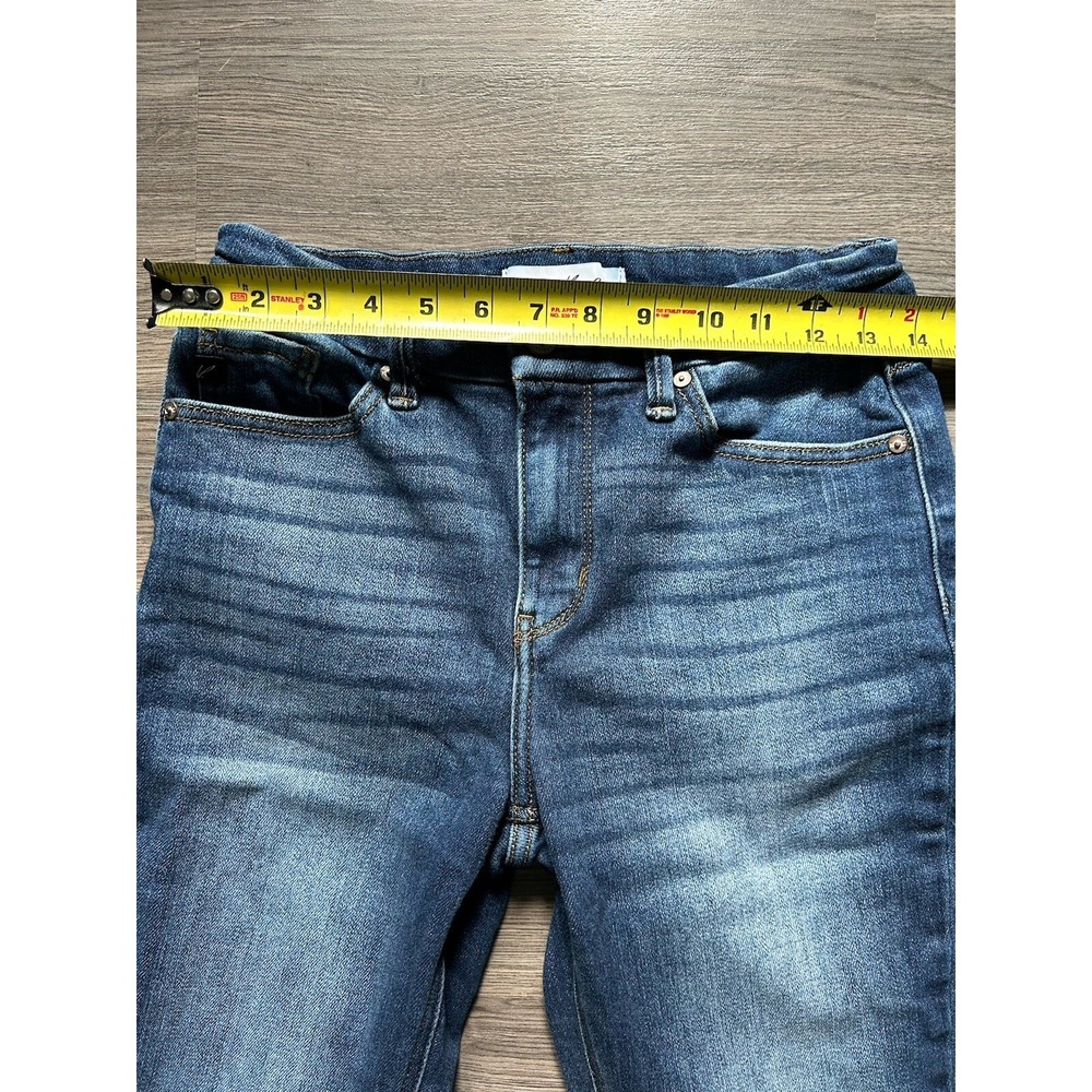 Womens Kancan Stella Distressed Denim Blue Skinny Jeans Size 7/27 Raw Hem Dark - Picture 4 of 7